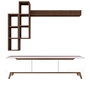 Hanah Home M16 - 804 Mueble de TV Blanco y Nogal con Estantes